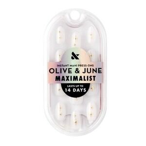 Olive & June Maximalist Press-On Nails Puffy Sparkle Oval Short White Gold Star
